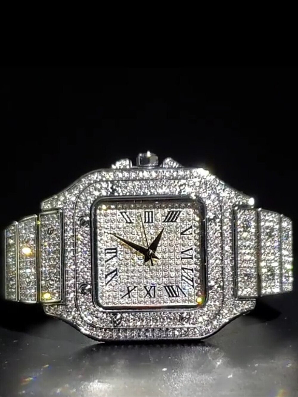 Iced Out VVS Square Roman Dial Gold | Stainless Steel Bust Down Watch (NWOT) - Picture 6 of 8